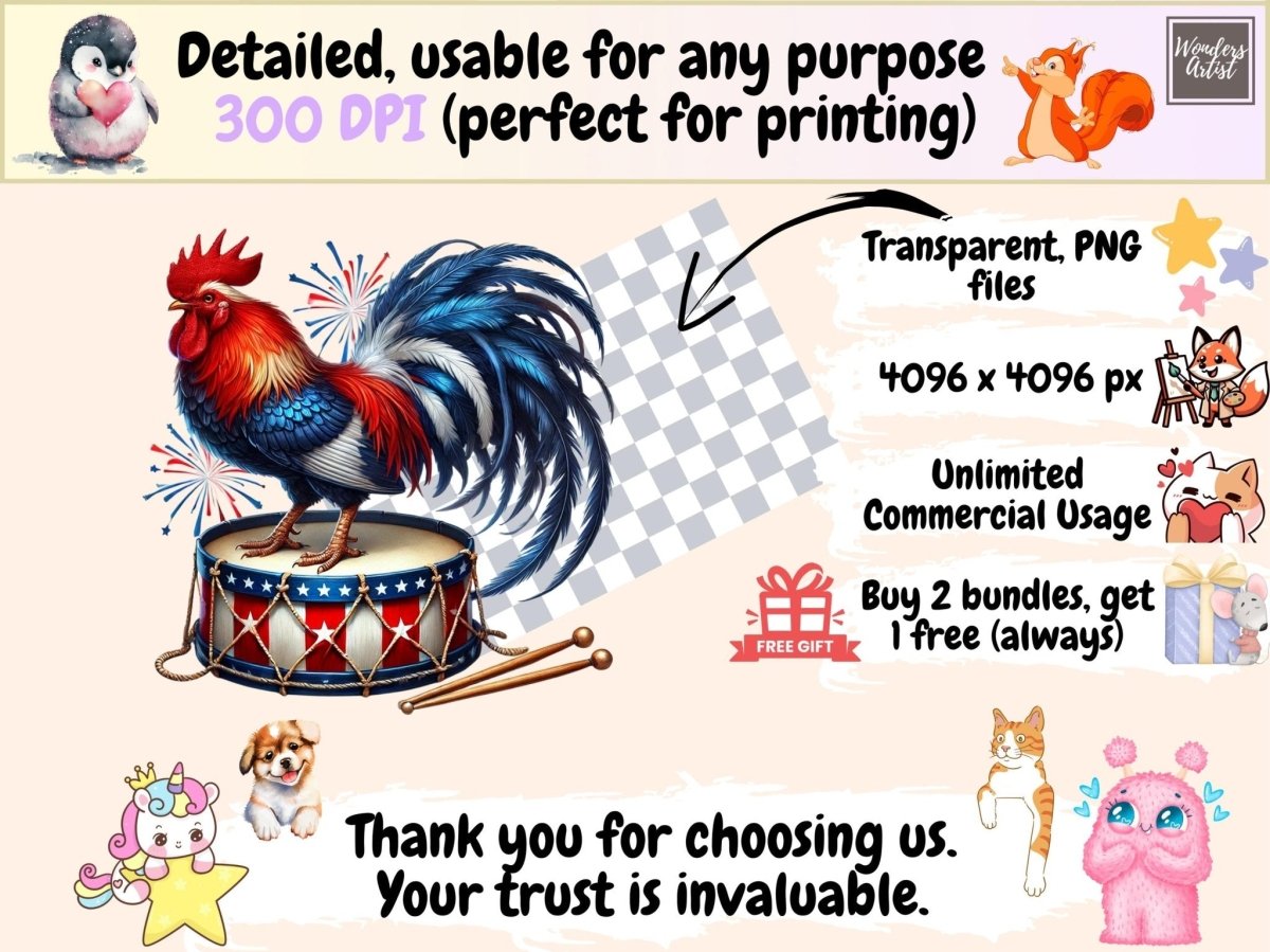 Firecracker Rooster Clipart 4th of july png - Wonders Artist