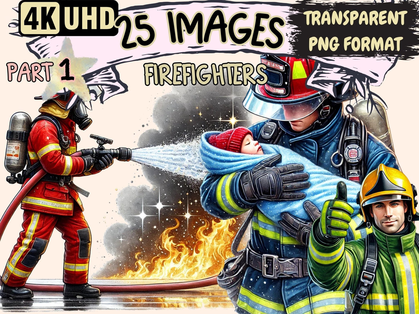 Firefighters Clipart - High - Quality Instant Digital Download for Creative Projects