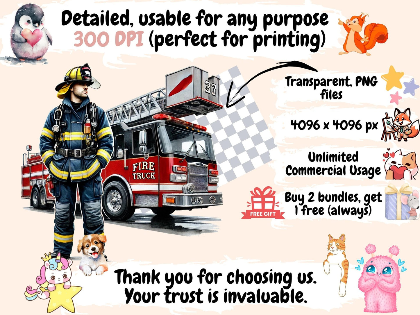 Firefighters Clipart - High - Quality Instant Digital Download for Creative Projects