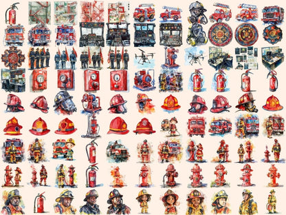 Firefighters Watercolor Clipart emergency clipart - Wonders Artist