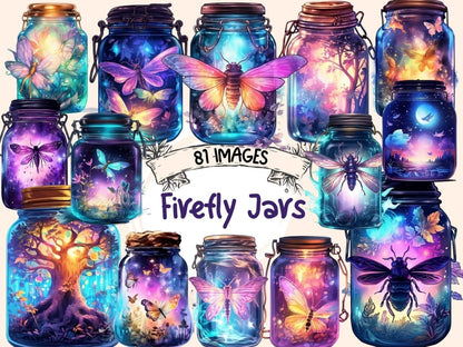 Firefly Jars Watercolor Clipart fairy jar - Wonders Artist