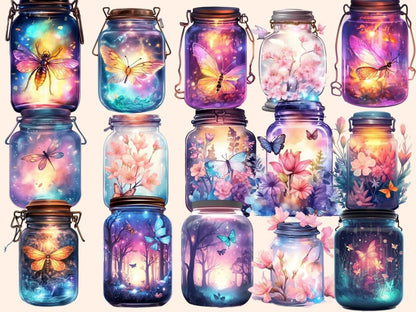 Firefly Jars Watercolor Clipart fairy jar - Wonders Artist