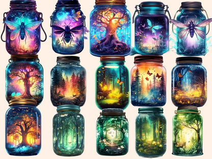 Firefly Jars Watercolor Clipart fairy jar - Wonders Artist