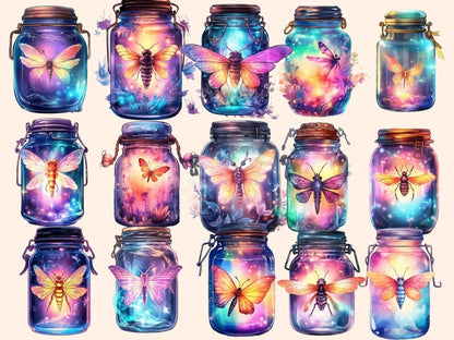 Firefly Jars Watercolor Clipart fairy jar - Wonders Artist