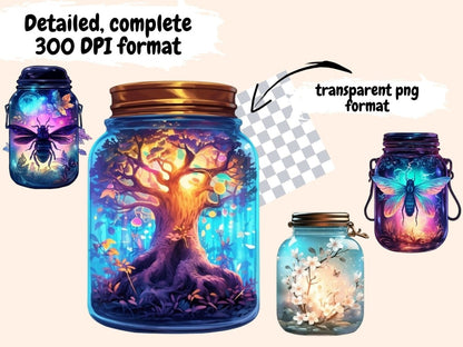 Firefly Jars Watercolor Clipart fairy jar - Wonders Artist