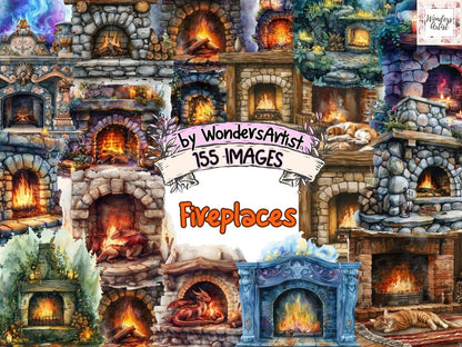 Fireplaces Watercolor Clipart Classic Fireplace - Wonders Artist