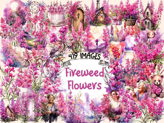 Fireweed Flowers Watercolor Clipart fire weed clipart - Wonders Artist