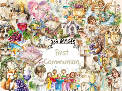 First Communion Watercolor Clipart believer clipart - Wonders Artist