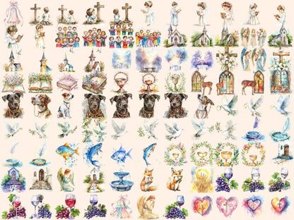 First Communion Watercolor Clipart believer clipart - Wonders Artist