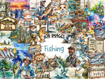 Fishing Watercolor Clipart fish clipart - Wonders Artist