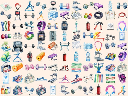 Fitness Watercolor Clipart Active Living PNG - Wonders Artist