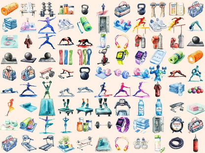 Fitness Watercolor Clipart Active Living PNG - Wonders Artist