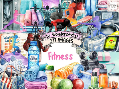 Fitness Watercolor Clipart Active Living PNG - Wonders Artist