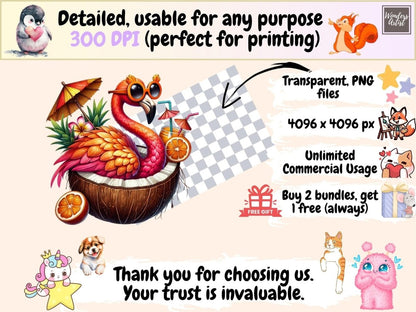 Flamingo Paradise Clipart beach bird clipart - Wonders Artist