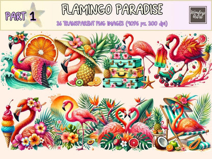 Flamingo Paradise Clipart beach bird clipart - Wonders Artist