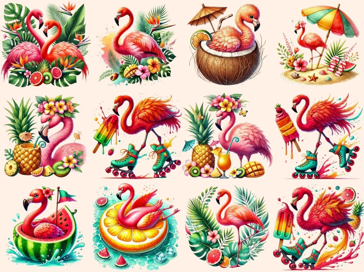 Flamingo Paradise Clipart beach bird clipart - Wonders Artist