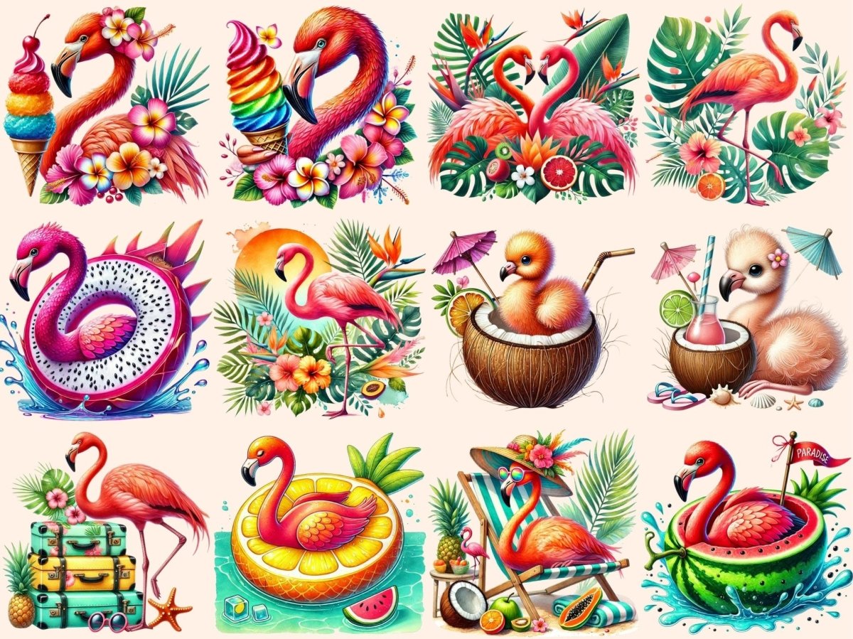 Flamingo Paradise Clipart beach bird clipart - Wonders Artist