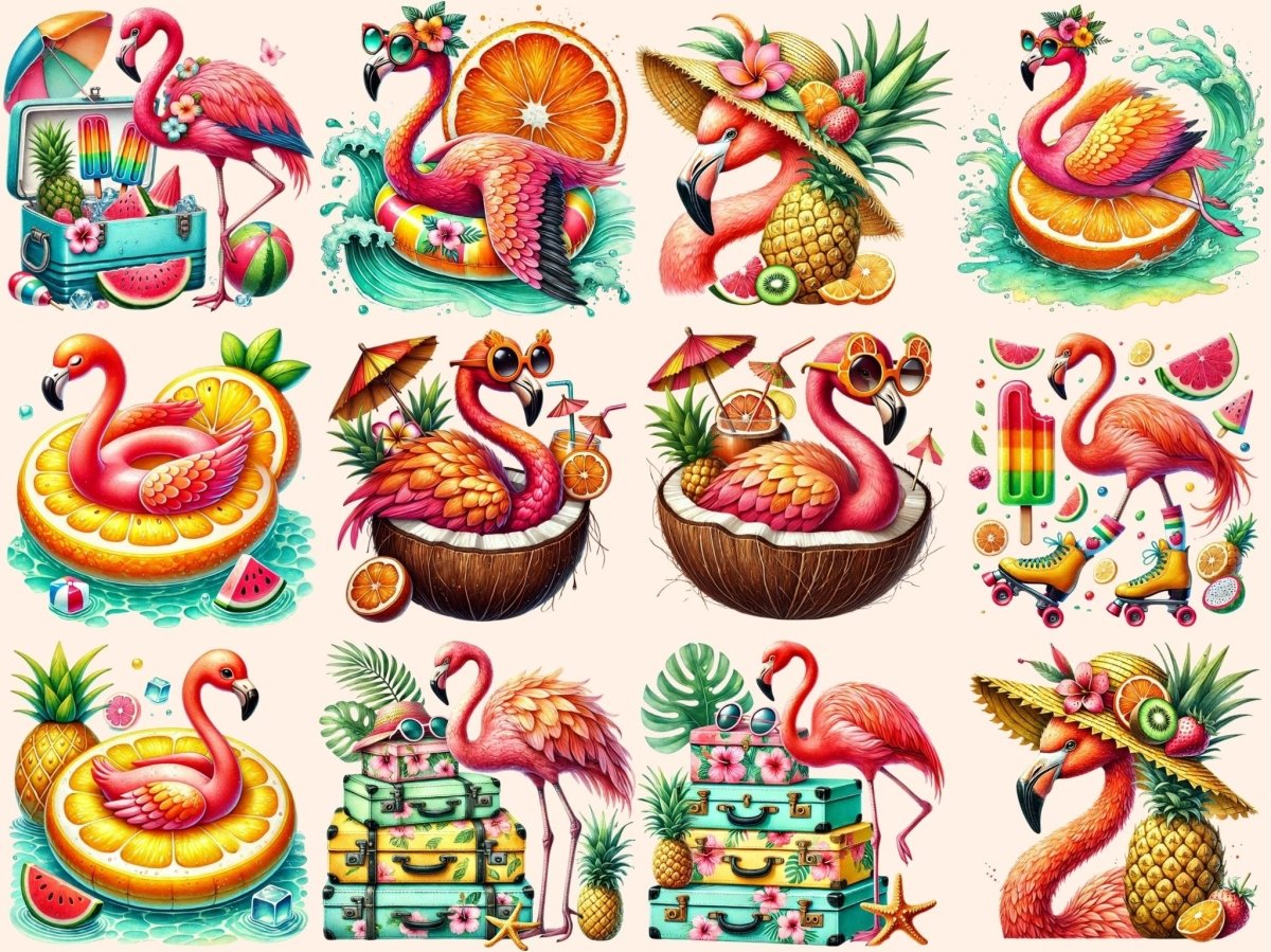 Flamingo Paradise Clipart beach bird clipart - Wonders Artist