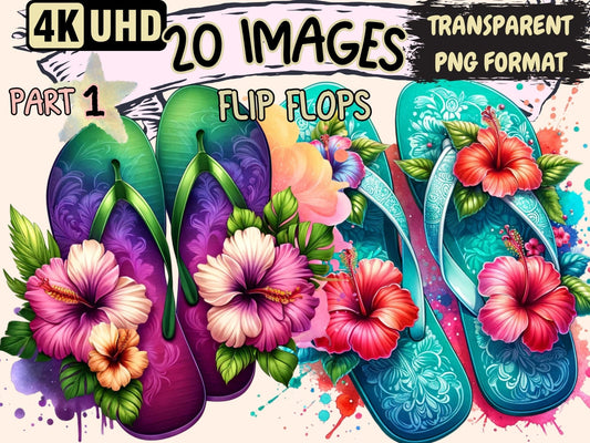 Flip Flops Clipart - High - Quality Instant Digital Download for Creative Projects