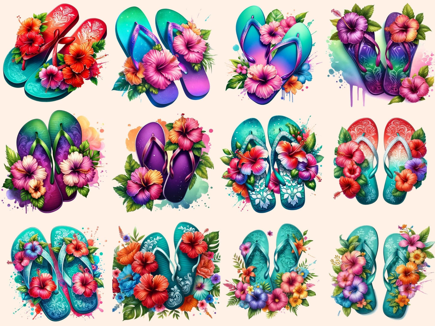 Flip Flops Clipart - High - Quality Instant Digital Download for Creative Projects