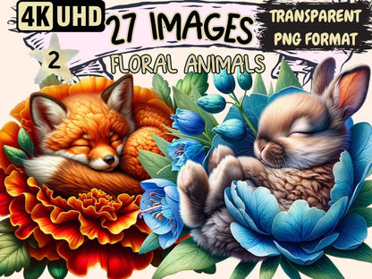 Floral Animals (P2) Clipart adorable clipart - Wonders Artist