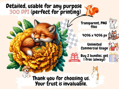 Floral Animals (P2) Clipart adorable clipart - Wonders Artist