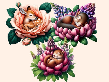 Floral Animals (P2) Clipart adorable clipart - Wonders Artist