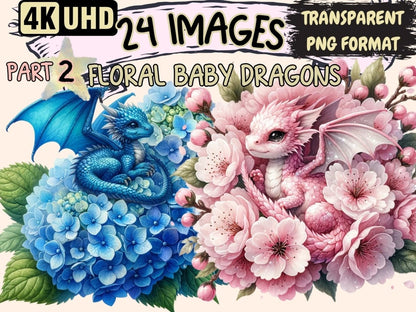 Floral Baby Dragons (P2) Clipart Baby clip art - Wonders Artist
