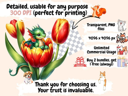 Floral Baby Dragons (P2) Clipart Baby clip art - Wonders Artist