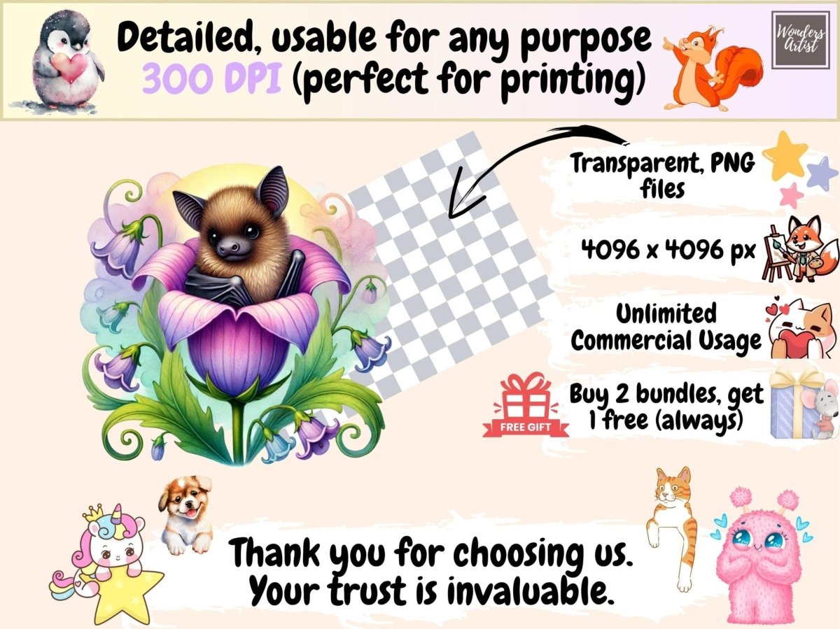 Floral Bats Clipart aesthetic bat png bat clipart bat images - WondersArtist