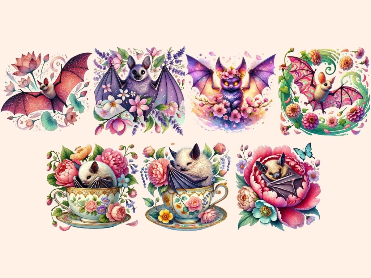 Floral Bats Clipart aesthetic bat png bat clipart bat images - WondersArtist