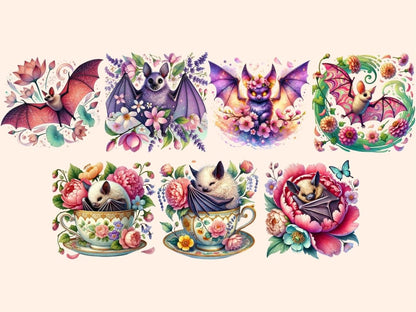 Floral Bats Clipart aesthetic bat png bat clipart bat images - WondersArtist