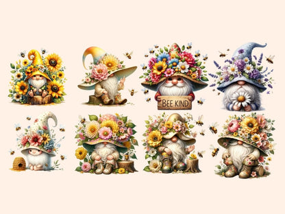 Floral Bee Gnomes Clipart bee gnome art - Wonders Artist