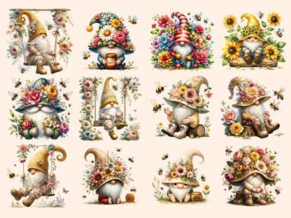 Floral Bee Gnomes Clipart bee gnome art - Wonders Artist