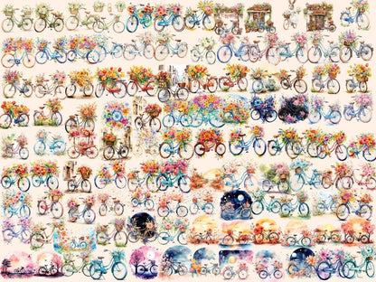 Floral Bikes Watercolor Clipart bicycle clipart - Wonders Artist