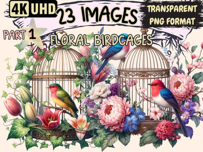 Floral Birdcages Clipart bird clipart - Wonders Artist