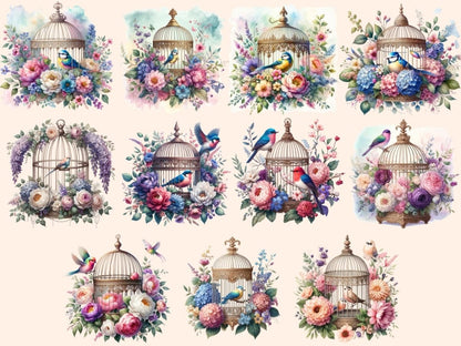 Floral Birdcages Clipart bird clipart - Wonders Artist