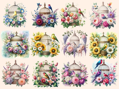 Floral Birdcages Clipart bird clipart - Wonders Artist