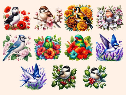 Floral Birds (P2) Clipart bird clipart - Wonders Artist