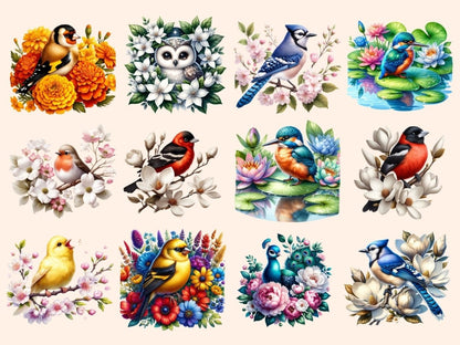 Floral Birds (P2) Clipart bird clipart - Wonders Artist