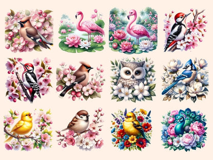 Floral Birds (P2) Clipart bird clipart - Wonders Artist