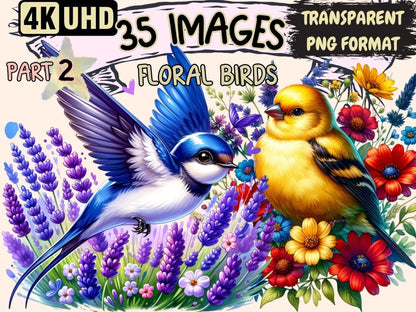 Floral Birds (P2) Clipart bird clipart - Wonders Artist