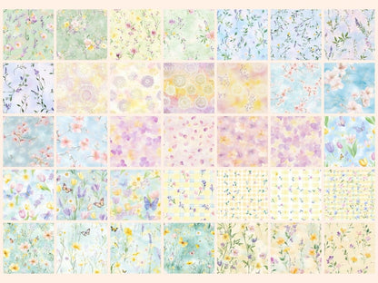 Floral Bloom Seamless Pattern Digital Papers bloom digital botanical print digital paper - WondersArtist