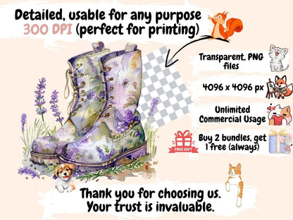Floral Boots Watercolor Clipart boots clipart - Wonders Artist
