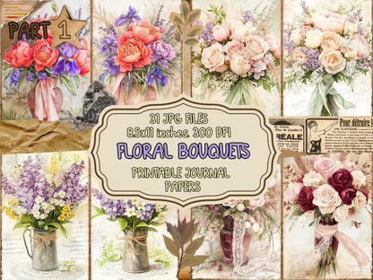 Floral Bouquets Journal Pages (P1) Bouquet Ephemera - Wonders Artist