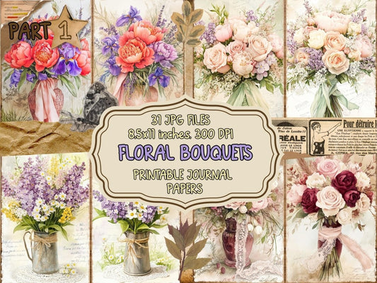 Floral Bouquets Journal Pages (P1) Bouquet Ephemera - Wonders Artist