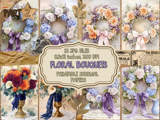 Floral Bouquets Journal Pages (P2) Bouquet Ephemera - Wonders Artist