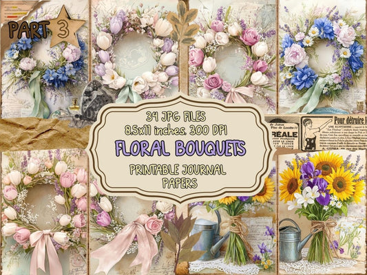 Floral Bouquets Journal Pages (P3) Bouquet Ephemera - Wonders Artist