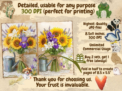 Floral Bouquets Journal Pages (P3) Bouquet Ephemera - Wonders Artist