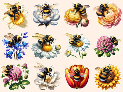 Floral Bumblebees Clipart bee clipart - Wonders Artist
